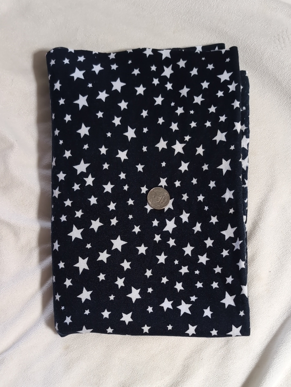 Navy & White Star Brushed Cotton Sweatshirt Stretch Fabric 23"